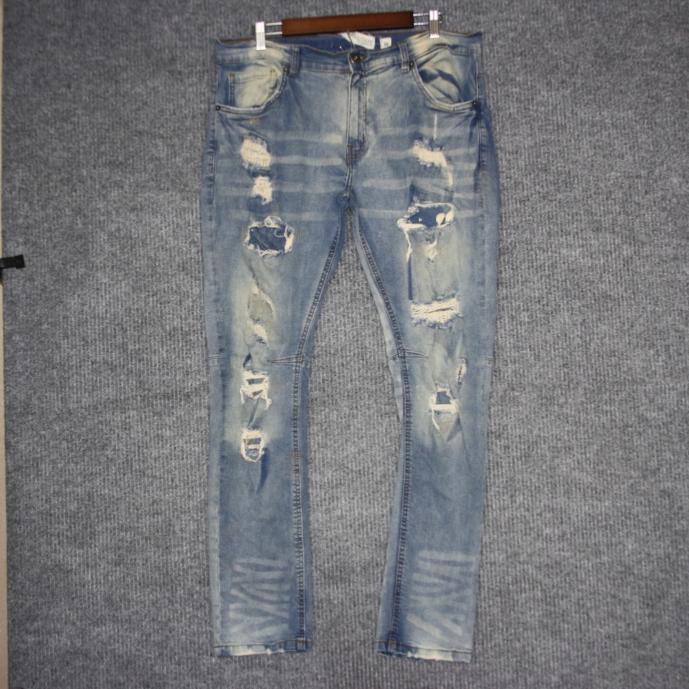 Evolution In Design Mens Light Wash Distressed Moto Jeans Size‎ 36x31